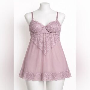 Fashion Nova Dusty Lilac Lace Trim Babydoll Chemise Womens 2X